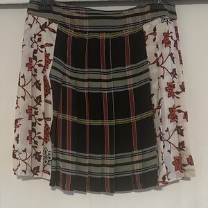 Zara Black and Red Floral Plaid Mini Skirt